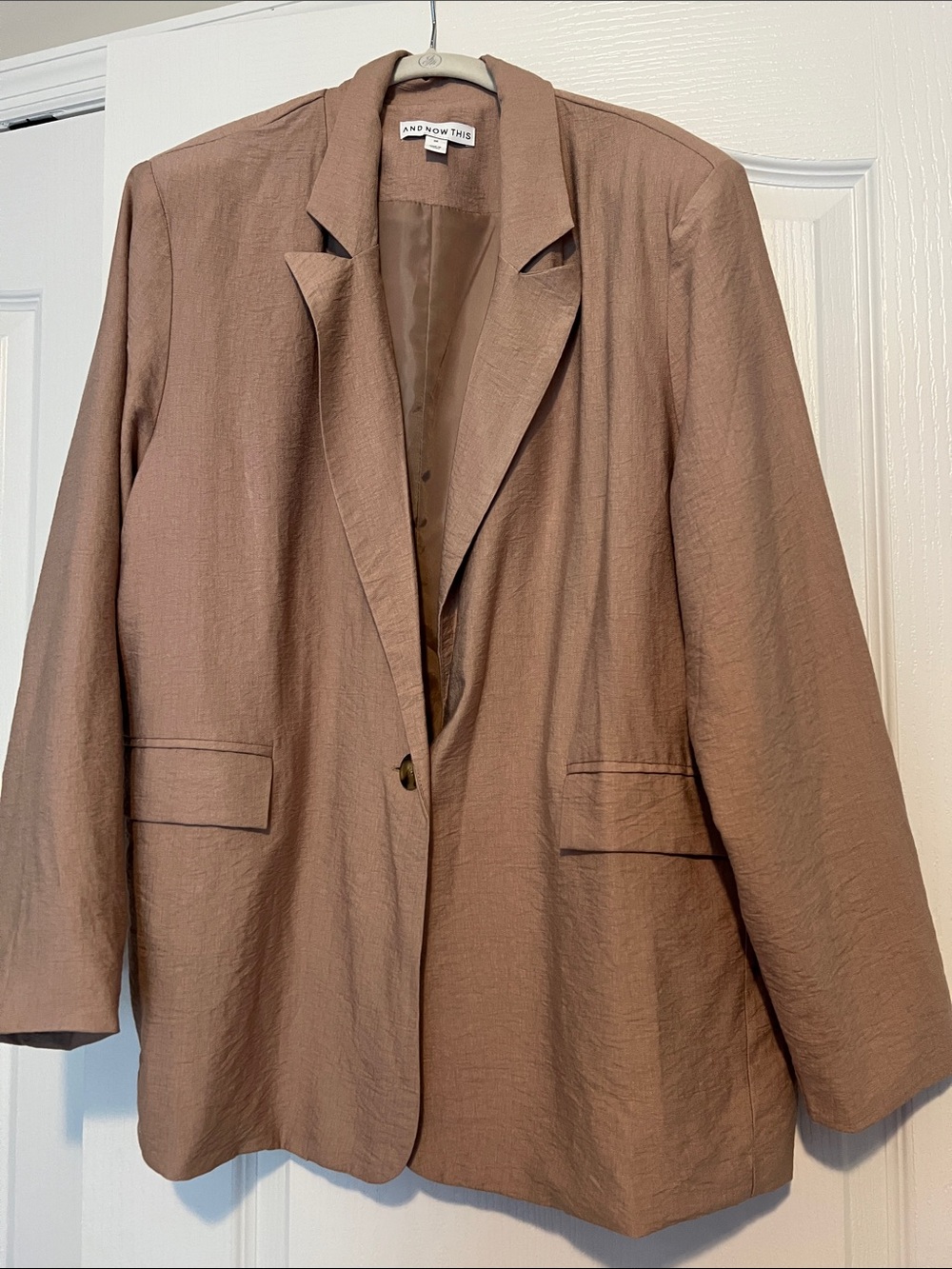And Now This Taupe Single-Button Blazer